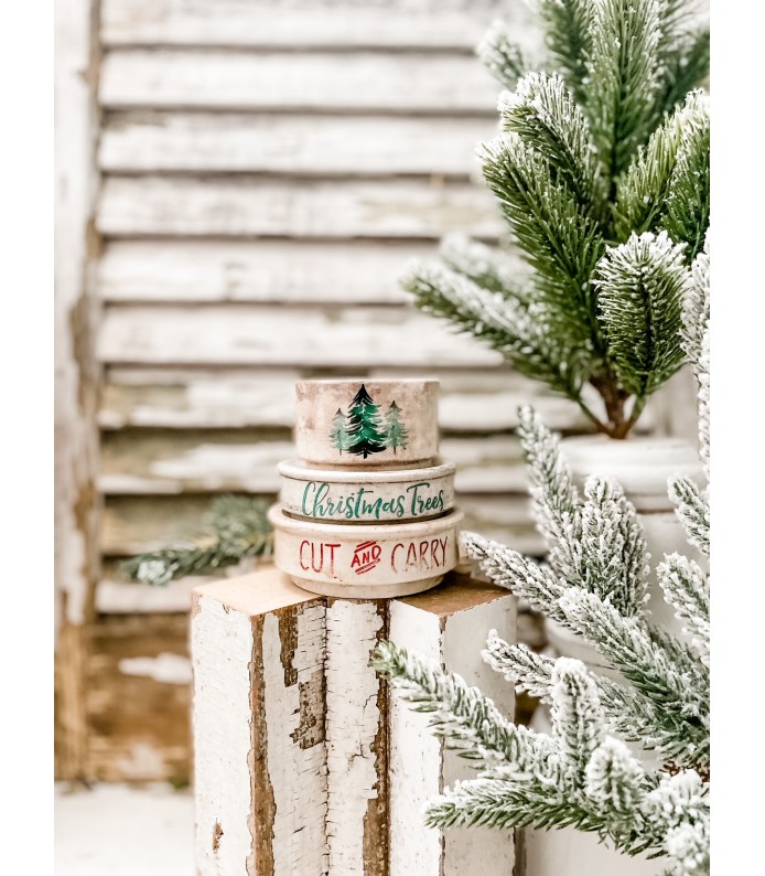 Antique English-Ironstone Christmas Tree short stack of 3 - An Instant Collection - Holiday